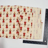 Beige, Red + Yellow Gracie Doll Print Quilting Weight Woven Fabric - 44" x 140"