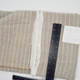 Beige Gray + Sparkly White Stripe Linen + Cotton Twill Woven Fabric with Lurex Stripes - 56" x 144"