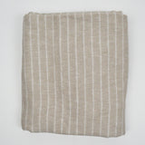 Beige Gray + Sparkly White Stripe Linen + Cotton Twill Woven Fabric with Lurex Stripes - 56" x 144"