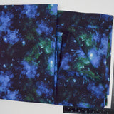 Black, Blue + Green Digital Galaxy Print Woven Fabric - 74" x 112"