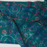 Green, Blue, Pink + Purple Abstract Resist Dyed Plaid Woven Fabric - 43" x 80"