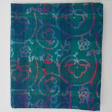 Green, Blue, Pink + Purple Abstract Resist Dyed Plaid Woven Fabric - 43" x 80"