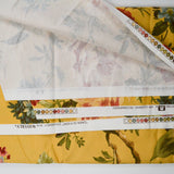 Yellow, Green + Pink Floral Print Twill Woven Drapery Fabric - 54" x 108"