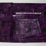 Purple + Gold Accent Patchwork Print Spandex Stretch Knit Fabric - 62" x 86"