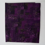 Purple + Gold Accent Patchwork Print Spandex Stretch Knit Fabric - 62" x 86"