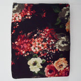 Black, Red + Cream Floral Print Brushed Surface Knit Fabric - 62" x 78"