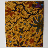 Yellow, Orange, Black + Blue Batik Floral Print Woven Fabric - 40" x 92"