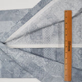 Gray + White Ornate Print Quilting Weight Woven Fabric - 50" x 108"