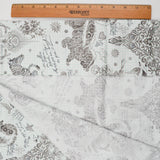 Bright Mint Grid + Gray Animal Sketch Print Quilting Weight Woven Fabric - 36" x 108"