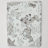 Bright Mint Grid + Gray Animal Sketch Print Quilting Weight Woven Fabric - 36" x 108"