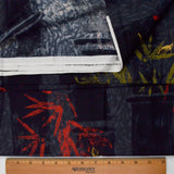 Gray, Red + Gold Bamboo + Grasshopper Print Quilting Cotton Fabric - 44" x 140"