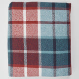 Light Teal, Muted Red, Gray + White Plaid Cotton Flannel Woven Fabric - 43" x 80"