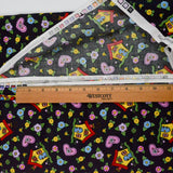 Black + Colorful House Illustration Print Mary Engelbreit Quilting Cotton Fabric - 44" x 116"