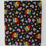 Black + Colorful House Illustration Print Mary Engelbreit Quilting Cotton Fabric - 44" x 116"