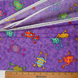 Rainbow Patterned Frog Print Quilting Weight Woven Fabric - 42" x 74"