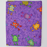 Rainbow Patterned Frog Print Quilting Weight Woven Fabric - 42" x 74"
