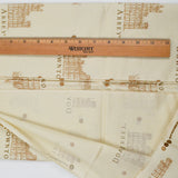 Off-White + Brown Downton Abbey Print Quilting Weight Woven Fabric - 42" x 72"