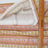 Pink, White + Gold Nature Stripe Print Quilting Weight Woven Fabric - 42" x 104"