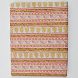 Pink, White + Gold Nature Stripe Print Quilting Weight Woven Fabric - 42" x 104"