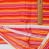 Pink, Red, Orange + Yellow Stripe Print Quilting Weight Woven Fabric - 44" x 82"