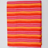 Pink, Red, Orange + Yellow Stripe Print Quilting Weight Woven Fabric - 44" x 82"