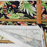 Beige, Black, Green + Orange Floral Print Quilting Weight Woven Fabric - 42" x 76"