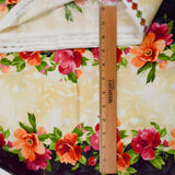 Black, Beige, Orange, Pink + Green Floral Print Quilting Weight Woven Fabric - 44" x 110"