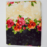 Black, Beige, Orange, Pink + Green Floral Print Quilting Weight Woven Fabric - 44" x 110"