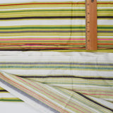 Green, White, Pink + Gray Stripe Print Quilting Weight Woven Fabric - 44" x 124"