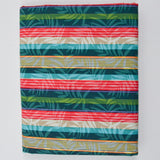 Teal, Brown, Red + Orange Stripe Overlay Leaf Print Quilting Weight Woven Fabric - 44" x 148"