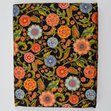 Black, Orange, Green, Blue + Gold Floral Print Quilting Weight Woven Fabric - 44" x 132"