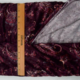 Maroon Paisley Velvet Stretch Knit Fabric - 62" x 272"