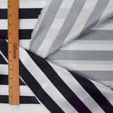Black + White Stripe Print Satiny Woven Fabric - 58" x 144"