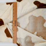 Beige + Brown Cow Print Short Pile Faux Fur Fabric - 58" x 64"