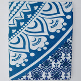 Blue + White Mandala Print Polyester Woven Wall Tapestry Fabric - 60" x 88"