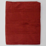 Red Embroidered Pleated Plaid Satiny Woven Fabric - 50" x 62"