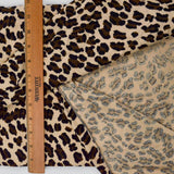 Brown + Black Cheetah Print Short Pile Velvety Knit Fabric - 53" x 62"