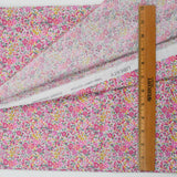 White, Pink + Yellow Floral Print Woven Liberty Tana Lawn Fabric - 74" x 92"