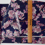 Navy Blue, Pink, White + Brown Floral Print Storrs Superfine Cotton Lawn Fabric - 58" x 120"