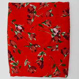 Red-Orange + Green Floral Print Flowy Crepe Woven Fabric - 52" x 110"