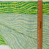 Green + Yellow Triangle Wavy Stripe Print Quilting Cotton Woven Fabric - 43" x 110"