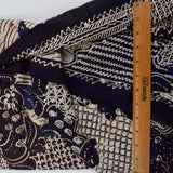 Beige, Brown + Navy Blue Resist Dyed Woven Fabric - 40" x 80"