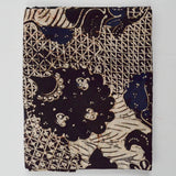 Beige, Brown + Navy Blue Resist Dyed Woven Fabric - 40" x 80"