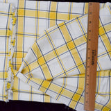 White, Yellow + Black Plaid Soft Twill Woven Fabric - 44" x 74"