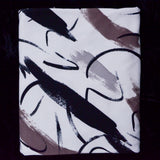 White, Black + Gray Abstract Brushstroke Print Soft Stretch Knit Apparel Fabric - 53" x 64"