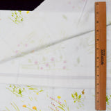 White, Green, Pink + Yellow Floral Print Woven Fabric - 56" x 72"