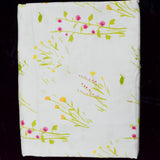 White, Green, Pink + Yellow Floral Print Woven Fabric - 56" x 72"