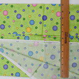 Green, Blue, Pink + Yellow Dot Print Quilting Weight Woven Fabric - 42" x 76"