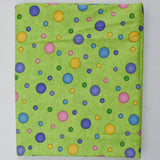 Green, Blue, Pink + Yellow Dot Print Quilting Weight Woven Fabric - 42" x 76"
