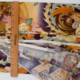 Brown, Purple, Pink + Gold Floral and Bird Print Quilting Weight Woven Fabric - 44" x 108"
